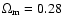 $\Omega_{{\rm m}}=0.28$
