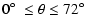$\displaystyle 0\mbox{$^\circ$ }\le \theta \le 72\mbox{$^\circ$ }$