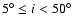 $5^\circ\leq i<50^\circ$