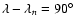 $\lambda - \lambda_{n} = 90\hbox{$^\circ$ }$