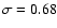 $\sigma=0.68$
