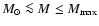 $M_\odot \la M \leq M_{\rm max}$