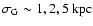$\sigma_{\rm G} \sim 1,2,5 \; {\rm
kpc}$