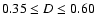 $0.35 \le D \le
0.60$