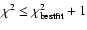$\chi^2\leq\chi^2_{\rm bestfit}+1$