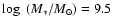 $\log~ (M_*/M_\odot) = 9.5$