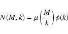 \begin{displaymath}N(M,k) = \mu\left(\frac{M}{k}\right) \phi(k)
\end{displaymath}