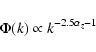 \begin{displaymath}\Phi(k)\propto k^{-2.5\alpha_z-1}
\end{displaymath}