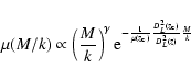 \begin{displaymath}\mu(M/k)\propto\left(\frac{M}{k}\right)^\gamma {\rm e}^{- \fr...
...{\mu(z_{\rm c})} \frac{D_L^2(z_{\rm c})}{D_L^2(z)}\frac{M}{k}}
\end{displaymath}