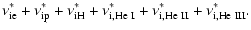 $\displaystyle \nu_{\rm ie}^\ast + \nu_{\rm ip}^\ast + \nu_{\rm iH}^\ast + \nu_{\rm i,He~I}^\ast + \nu_{\rm i,He~II}^\ast + \nu_{\rm i,He~III}^\ast.$