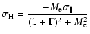 $\displaystyle \sigma_{\rm H} = \frac{- M_{\rm e} \sigma_\parallel}{(1+\Gamma)^2 + M_{\rm e}^2}$