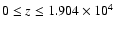 $0 \leq z \leq 1.904
\times 10^4$