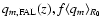 $q_{m,\rm FAL}(z), f \langle q_m \rangle_{R_0}$