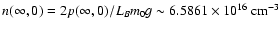 $n(\infty,0) = 2
p(\infty,0)/{L_B m_0 g} \sim 6.5861 \times 10^{16}~ \mbox{cm$^{-3}$ }$
