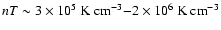 $nT\sim 3\times 10^5~{\rm
K~cm^{-3}} {-} 2\times 10^6~{\rm K~cm^{-3}}$