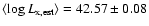 $\langle \log
L_{\rm x,est}\rangle = 42.57\pm0.08$