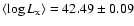 $\langle \log L_{\rm x}
\rangle = 42.49\pm0.09$