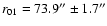 $r_{01}=73.9{''}\pm1.7{''}$