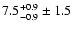 $ 7.5^{+ 0.9}_{- 0.9} \pm 1.5 $