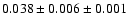 $ 0.038 \pm 0.006 \pm 0.001 $