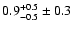 $ 0.9^{+ 0.5}_{- 0.5} \pm 0.3 $