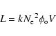 \begin{displaymath}%
L = k {N_{\rm e}}^2 \phi_\circ V
\end{displaymath}