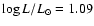 $\log L/L_\odot=1.09$