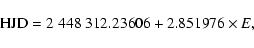\begin{displaymath}%
{\rm HJD} = 2~448~312.23606+2.851976 \times E,
\end{displaymath}