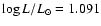 $\log L/L_\odot= 1.091$