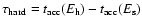 $\tau_{\rm hard} = t_{\rm acc}(E_{\rm h})-t_{\rm acc}(E_{\rm s})$