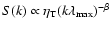 $S(k)\propto\eta_{{\rm T}}(k\lambda_{{\rm max}})^{-\beta}$