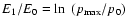 $E_{1}/E_{0} = \ln~ (p_{{\rm max}}/p_{0})$