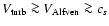 $V_{{\rm turb}} \ga V_{{\rm Alfven}} \ga c_{s}$
