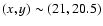 $(x,y)\sim(21,20.5)$