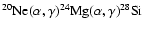 $^{20}\rm {Ne}(\alpha,\gamma)^{24}Mg(\alpha,\gamma)^{28}\rm {Si}$
