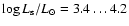 $\log L_{\rm s}/L_{\odot} = 3.4\dots4.2$