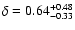 $\delta=0.64^{+0.48}_{-0.33}$
