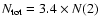 $N_{\rm tot} = 3.4 \times N(2)$