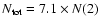 $N_{\rm tot} = 7.1 \times N(2)$