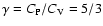 $\gamma=C_{\rm P}/C_{\rm V}=5/3$
