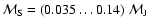 $\mathcal{M}_{\rm S}= (0.035 \ldots 0.14)~\mathcal{M}_{\rm J}$