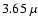 $3.65~\mu$