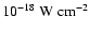 $10^{-18}~\rm W~cm^{-2}$