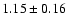 $ 1.15\pm0.16 ~$