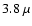 $3.8~\mu$