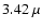 $3.42~\mu$