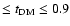 $ \le t_{\rm DM} \le 0.9$