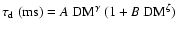 $\tau_{\rm
d}~({\rm ms}) = A~{\rm DM}^{\gamma}~(1 + B~{\rm DM}^{\zeta})$