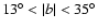 $13^{\circ}<\vert b\vert<35^{\circ}$