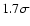$1.7\sigma$